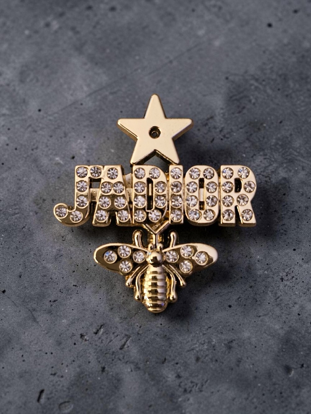 Gold Bee Star Bling Brooch